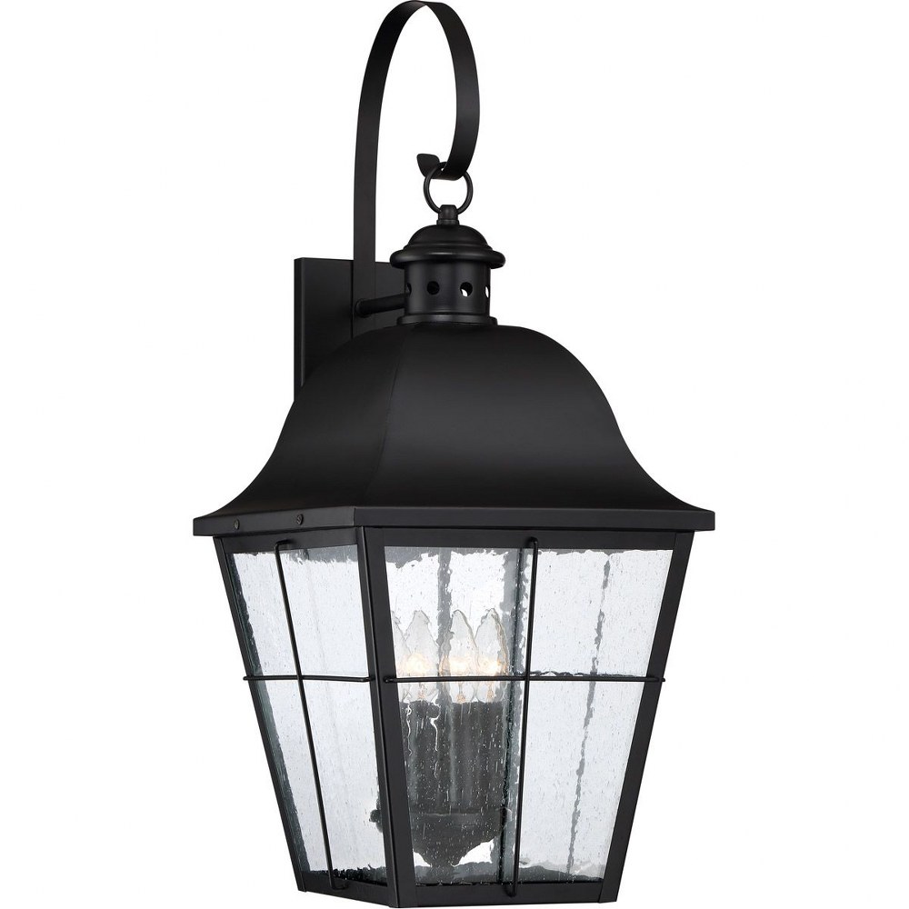 Quoizel Lighting-MHE8412K-Millhouse 27.25 Inch Outdoor Wall Lantern Transitional Steel - 27.25 Inches high   Mystic Black Finish with Clear Seedy Glass