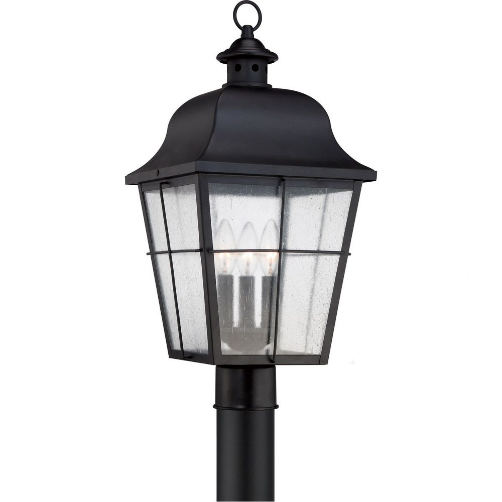 Quoizel Lighting-MHE9010K-Millhouse - 3 Light Outdoor Post Light - 21.5 Inches high   Mystic Black Finish