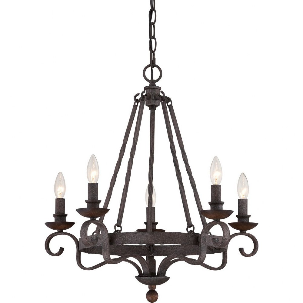 Quoizel Lighting-NBE5005RK-Noble Chandelier 5 Light Steel   Rustic Black Finish