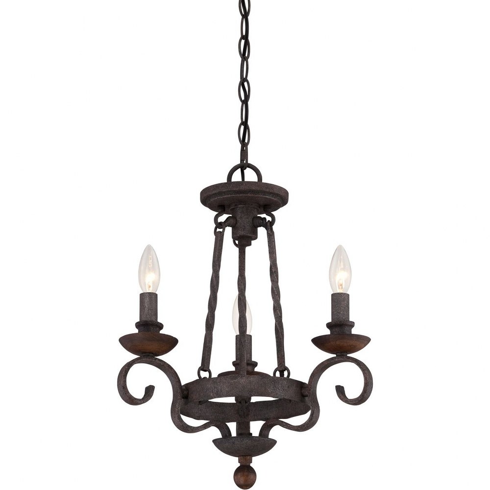 Quoizel Lighting-NBE5303RK-Noble Chandelier 3 Light Steel   Rustic Black Finish