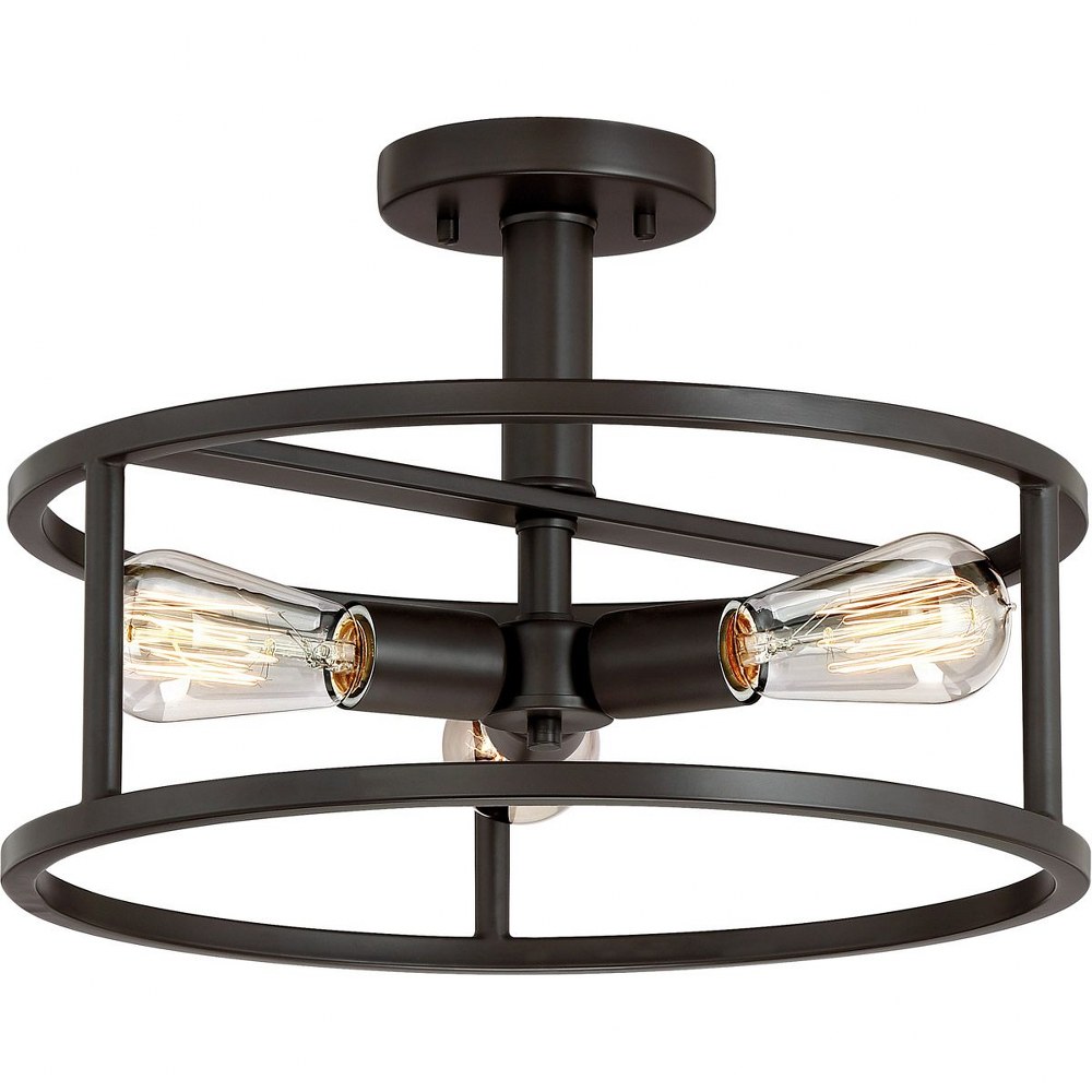 Quoizel Lighting-NHR1715WT-New Harbor - 3 Light Semi-Flush Mount - 10.5 Inches high Western Bronze  Western Bronze Finish