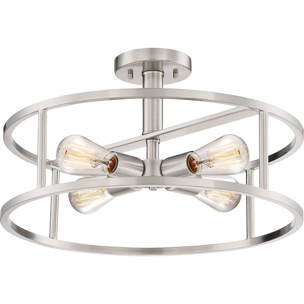 Quoizel Lighting-NHR1718BN-New Harbor - 4 Light Semi-Flush Mount - 10.5 Inches high Brushed Nickel  Western Bronze Finish