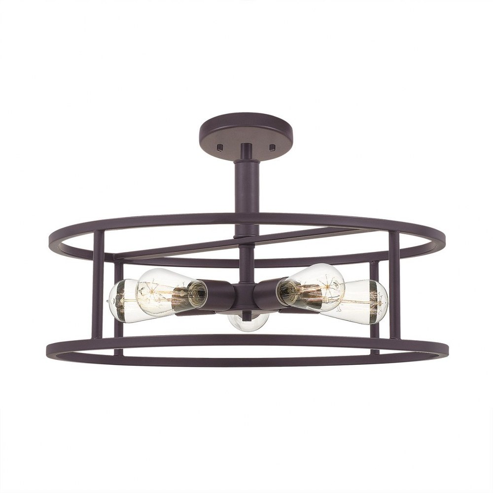 Quoizel Lighting-NHR1720WT-New Harbor - 3 Light Semi-Flush Mount - 11.75 Inches high Western Bronze  Brushed Nickel Finish