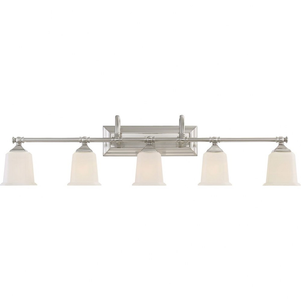 Quoizel Lighting-NL8605BN-Nicholas 5 Light Transitional Bath Vanity Approved for Damp Locations - 10.75 Inches high Brushed Nickel  Polished Chrome Finish with Opal Etched Glass