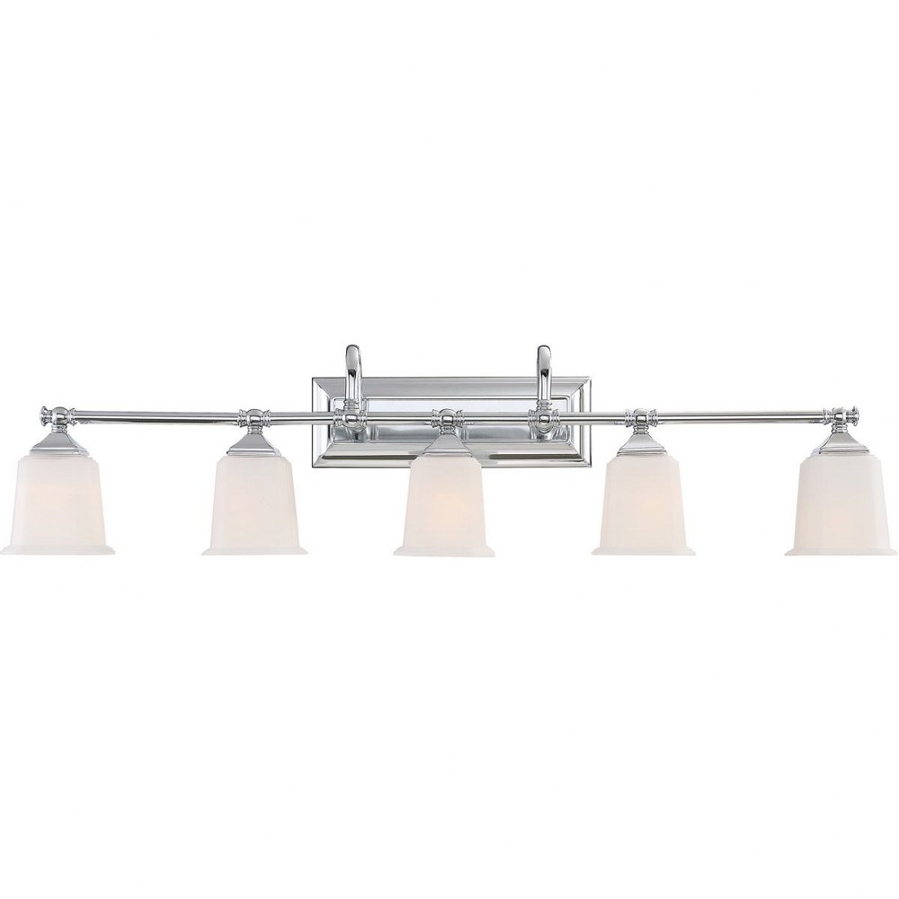 Quoizel Lighting-NL8605C-Nicholas 5 Light Transitional Bath Vanity Approved for Damp Locations - 10.75 Inches high Polished Chrome  Polished Chrome Finish with Opal Etched Glass