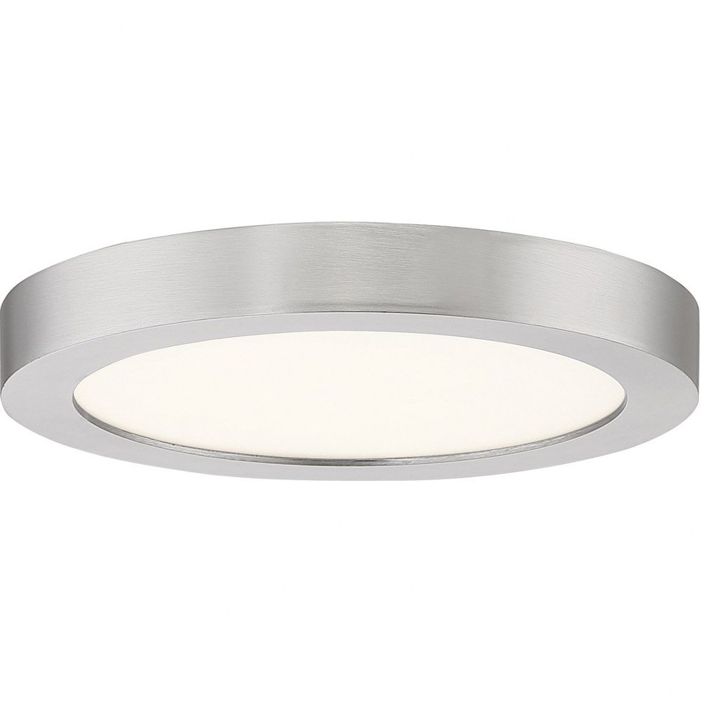 Quoizel Lighting-OST1708BN-Outskirt - 12W 1 LED Flush Mount - 1 Inch high Brushed Nickel  Fresco Finish with White Acrylic Glass