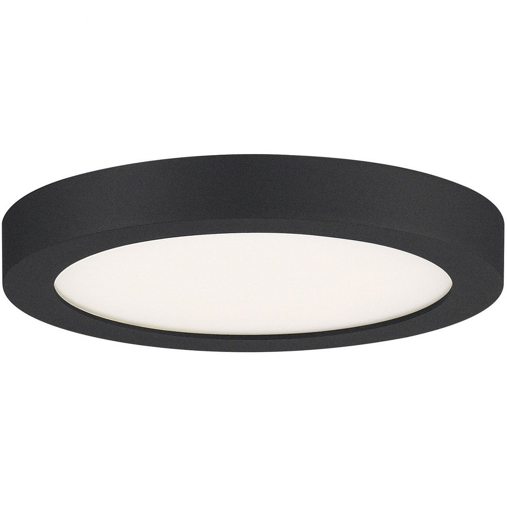 Quoizel Lighting-OST1708EK-Outskirt - 12W 1 LED Flush Mount - 1 Inch high Earth Black  Fresco Finish with White Acrylic Glass