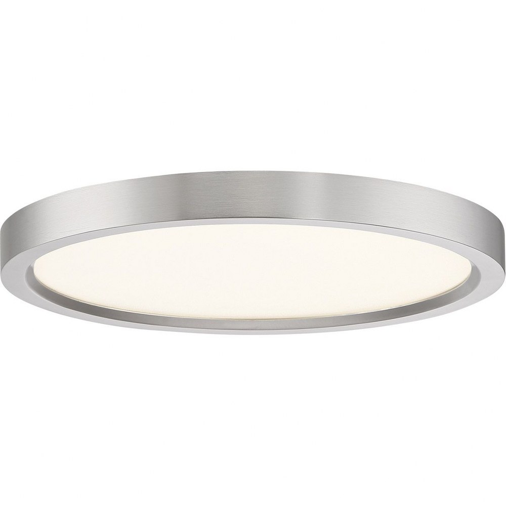 Quoizel Lighting-OST1711BN-Outskirt - 15W 1 LED Flush Mount - 1 Inch high Brushed Nickel  Fresco Finish with White Acrylic Glass