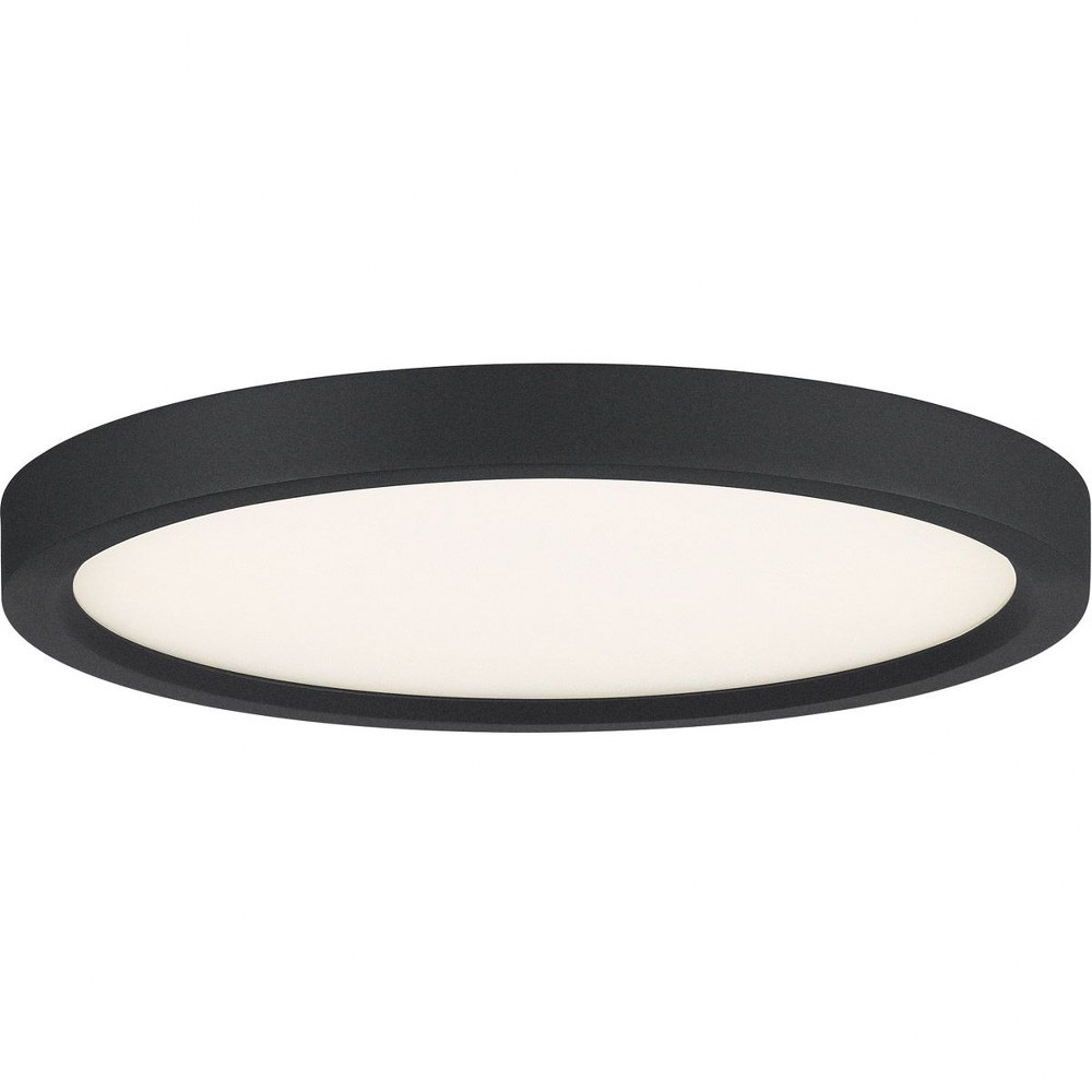 Quoizel Lighting-OST1711EK-Outskirt - 15W 1 LED Flush Mount - 1 Inch high Earth Black  Fresco Finish with White Acrylic Glass