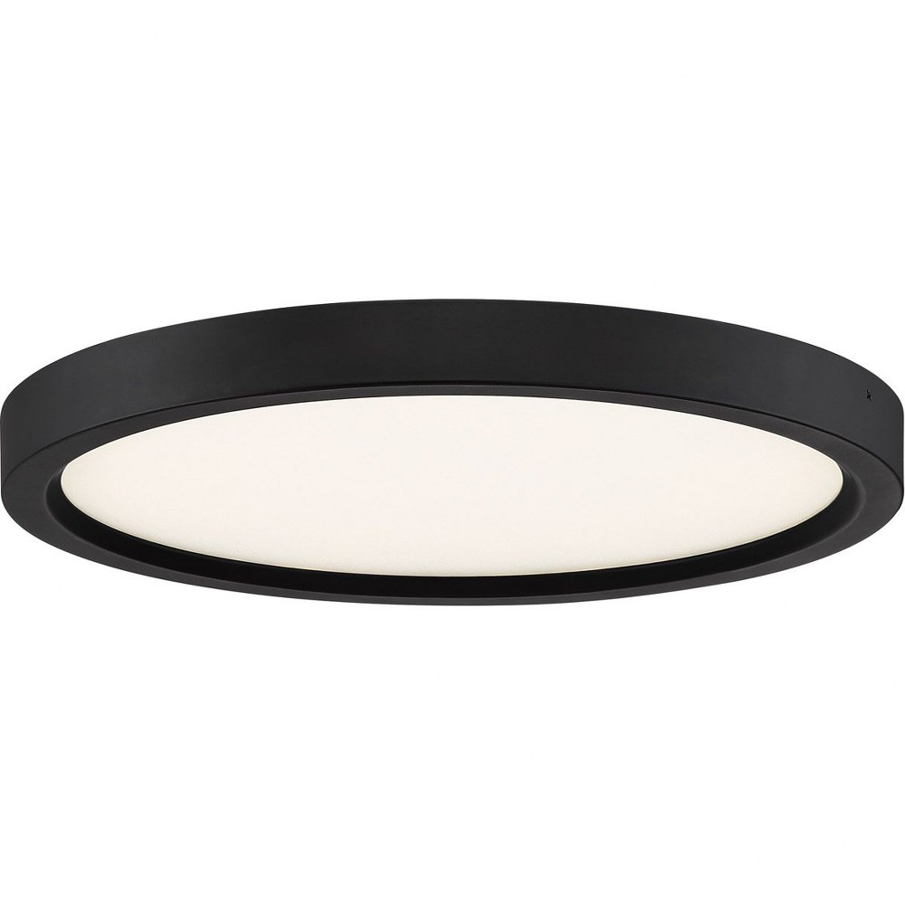 Quoizel Lighting-OST1711OI-Outskirt - 15W 1 LED Flush Mount - 1 Inch high Oil Rubbed Bronze  Fresco Finish with White Acrylic Glass