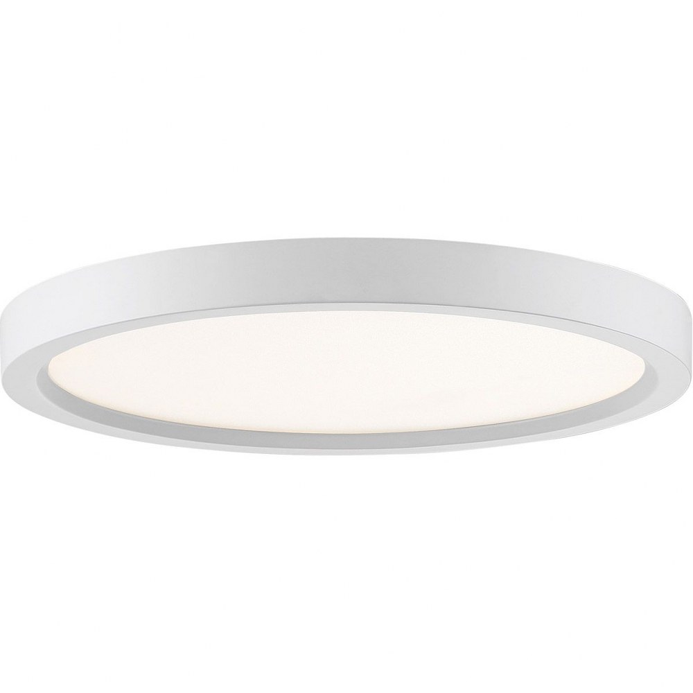 Quoizel Lighting-OST1711W-Outskirt - 15W 1 LED Flush Mount - 1 Inch high Fresco  Fresco Finish with White Acrylic Glass