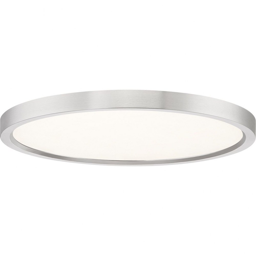 Quoizel Lighting-OST1715BN-Outskirt - 30W 1 LED Flush Mount - 1 Inch high Brushed Nickel  Fresco Finish with White Acrylic Glass