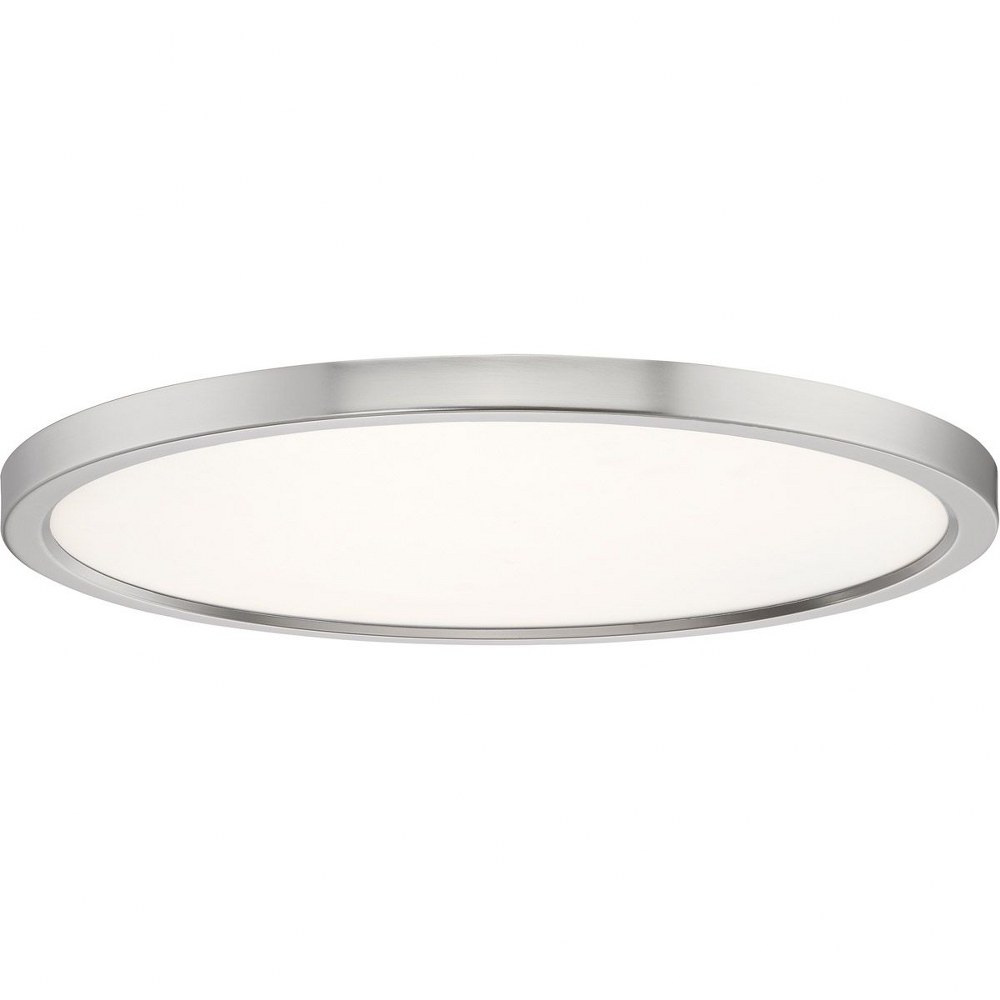 Quoizel Lighting-OST1720BN-Outskirt - 30W 1 LED Flush Mount - 1 Inch high Brushed Nickel  Fresco Finish with White Acrylic Glass