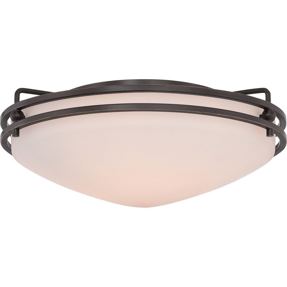 Quoizel Lighting-OZ1613PN-Ozark - 2 Light Flush Mount Palladian Bronze  Iron Gate Finish with Opal Etched Glass