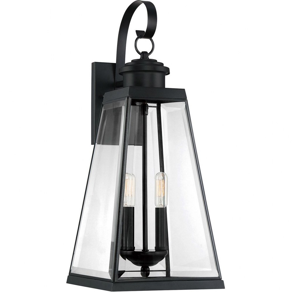 Quoizel Lighting-PAX8409MBK-Paxton 22 Inch Outdoor Wall Lantern Transitional Steel   Matte Black Finish with Clear Beveled Glass