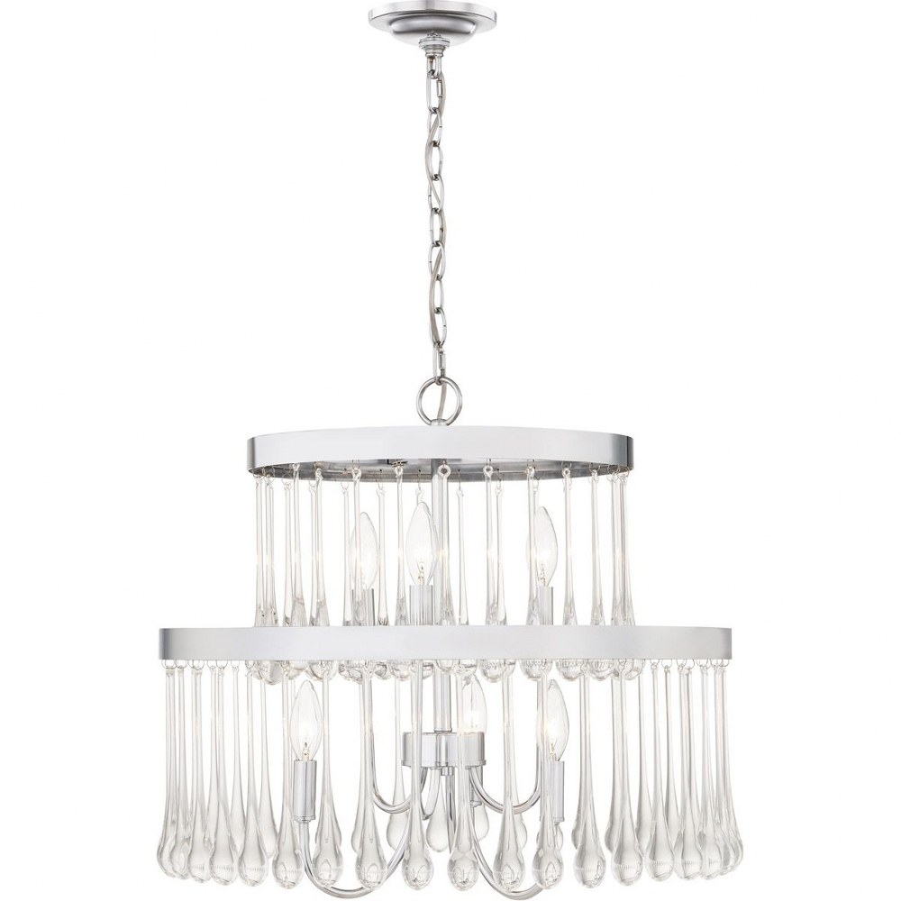 Quoizel Lighting-PCALV2822C-Alva - 6 Light Pendant in Transitional style - 22 Inches wide by 23.5 Inches high   Polished Chrome Finish with Clear Drops Crystal