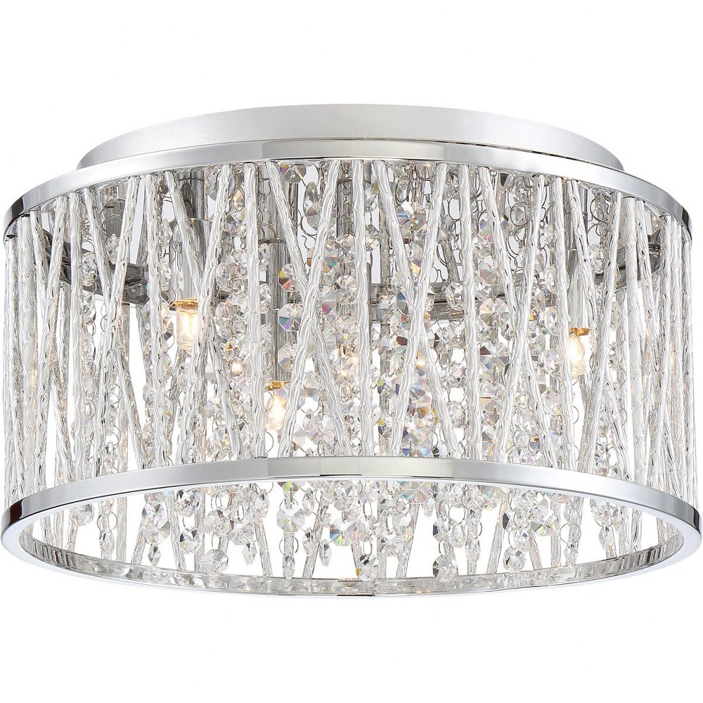 Quoizel Lighting-PCCC1614C-Platinum Crystal Cove - 4 Light Small Semi-Flush Mount - 7.25 Inches high   Polished Chrome Finish with Clear Crystal