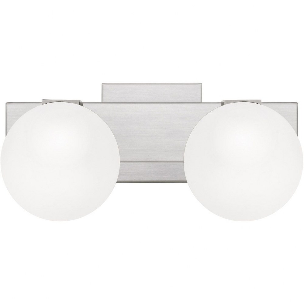 Quoizel Lighting-PCCMT8515BN-Clements - 2 Light Medium Bath Vanity in Transitional style - 14.5 Inches wide by 6.75 Inches high   Brushed Nickel Finish with Clear/Sandblasted Glass