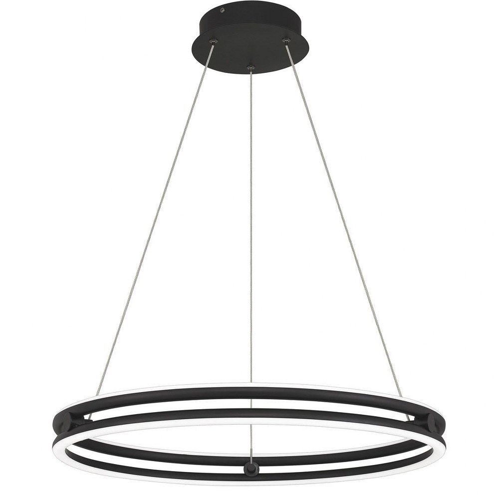 Quoizel Lighting-PCGVS2824MBK-Graves - 47W 1 LED Pendant in Transitional style - 24 Inches wide by 2.25 Inches high   Matte Black Finish