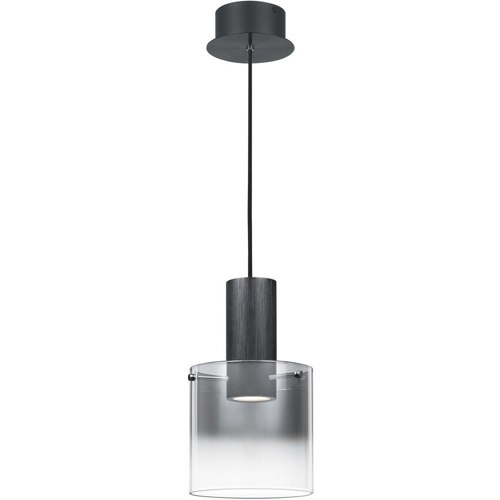 Quoizel Lighting-PCKR1508EK-Kilmer - 13.5 Inch 12W 1 LED Small Mini Pendant   Earth Black Finish with Smoke Ombre Glass