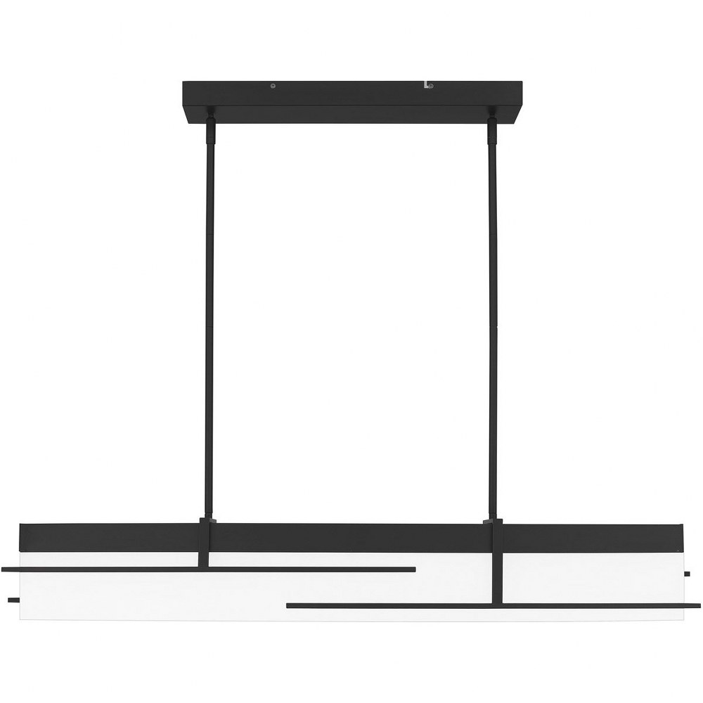 Quoizel Lighting-PCLAN144MBK-Lander - 51W 1 LED Linear Chandelier in Transitional style - 43.75 Inches wide by 7.25 Inches high   Matte Black Finish with White Frosted Glass