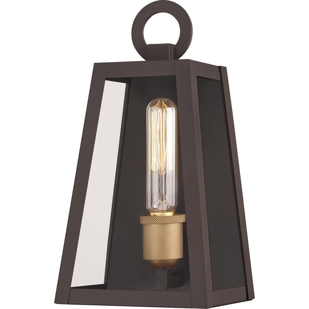 Quoizel Lighting-PPT8408OZ-Poplar Point - 1 Light Medium Outdoor Wall Lantern in Transitional style - 8.25 Inches wide by 15.5 Inches high   Old Bronze Finish with Clear Glass