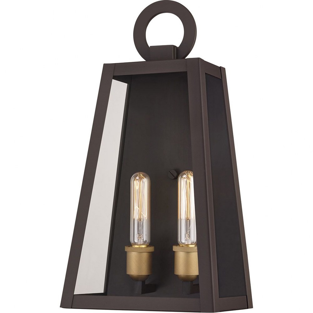 Quoizel Lighting-PPT8410OZ-Poplar Point - 2 Light Large Outdoor Wall Lantern in Transitional style - 10 Inches wide by 19 Inches high   Old Bronze Finish with Clear Glass