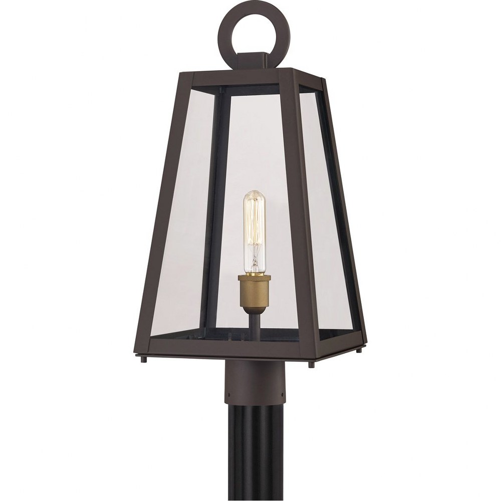 Quoizel Lighting-PPT9010OZ-Poplar Point - 1 Light Large Outdoor Post Lantern in Transitional style - 10 Inches wide by 22 Inches high   Old Bronze Finish with Clear Glass