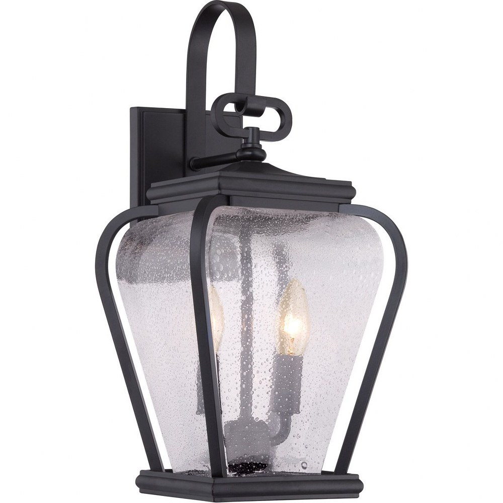 Quoizel Lighting-PRV8408K-Province 17.5 Inch Outdoor Wall Lantern Transitional Aluminum   Mystic Black Finish with Clear Seedy Glass