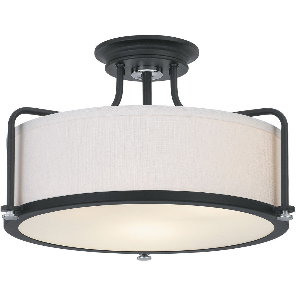 Quoizel Lighting-QF1715EK-Calvary - 3 Light Semi-Flush Mount in Transitional style - 17.5 Inches wide by 10.5 Inches high Earth Black  Brushed Nickel Finish