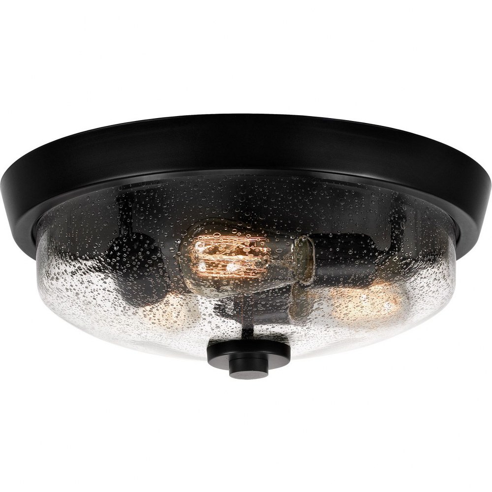 Quoizel Lighting-QF3415EK-Radius - Three Light Flush Mount Earth Black  Earth Black Finish with Clear Seedy Glass