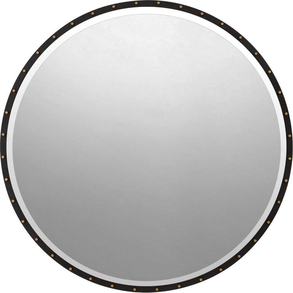 Quoizel Lighting-QR3692-Coliseum - Round Mirror - 36 Inches high   Painted Black Steel Finish