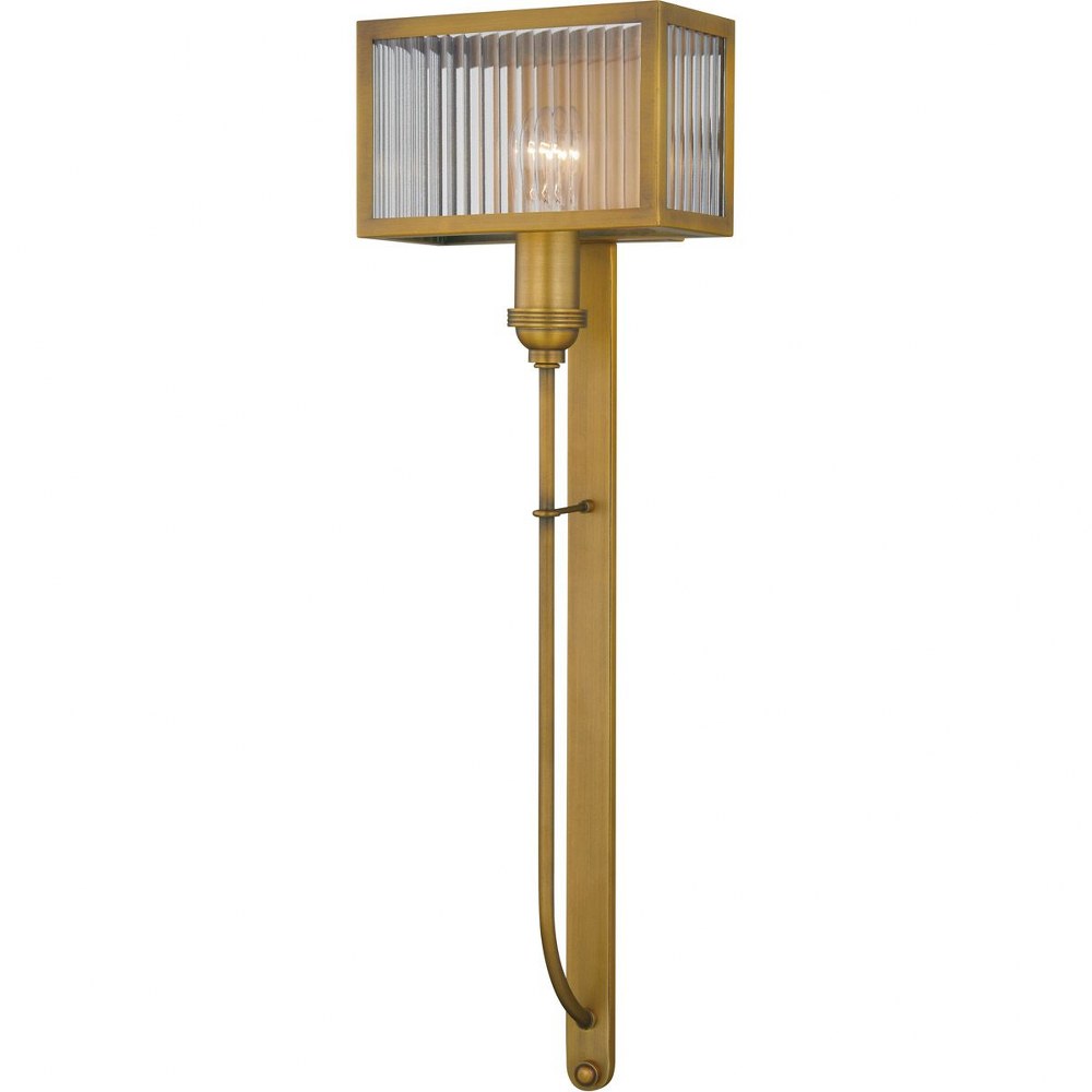 Quoizel Lighting-QW5296AB-Tillman - 1 Light Small Wall Sconce in Transitional style - 8 Inches wide by 25.75 Inches high Aged Brass  Aged Brass Finish with Clear Ribbed/Clear Reed Glass