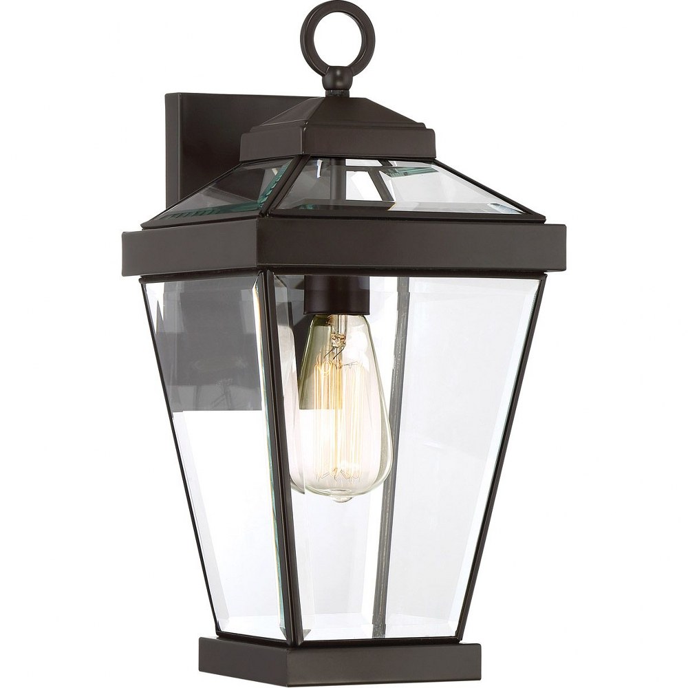 Quoizel Lighting-RAV8408WT-Ravine - 100W 1 Light Outdoor Medium Wall Lantern - 16.25 Inches high   Western Bronze Finish with Clear Beveled Glass