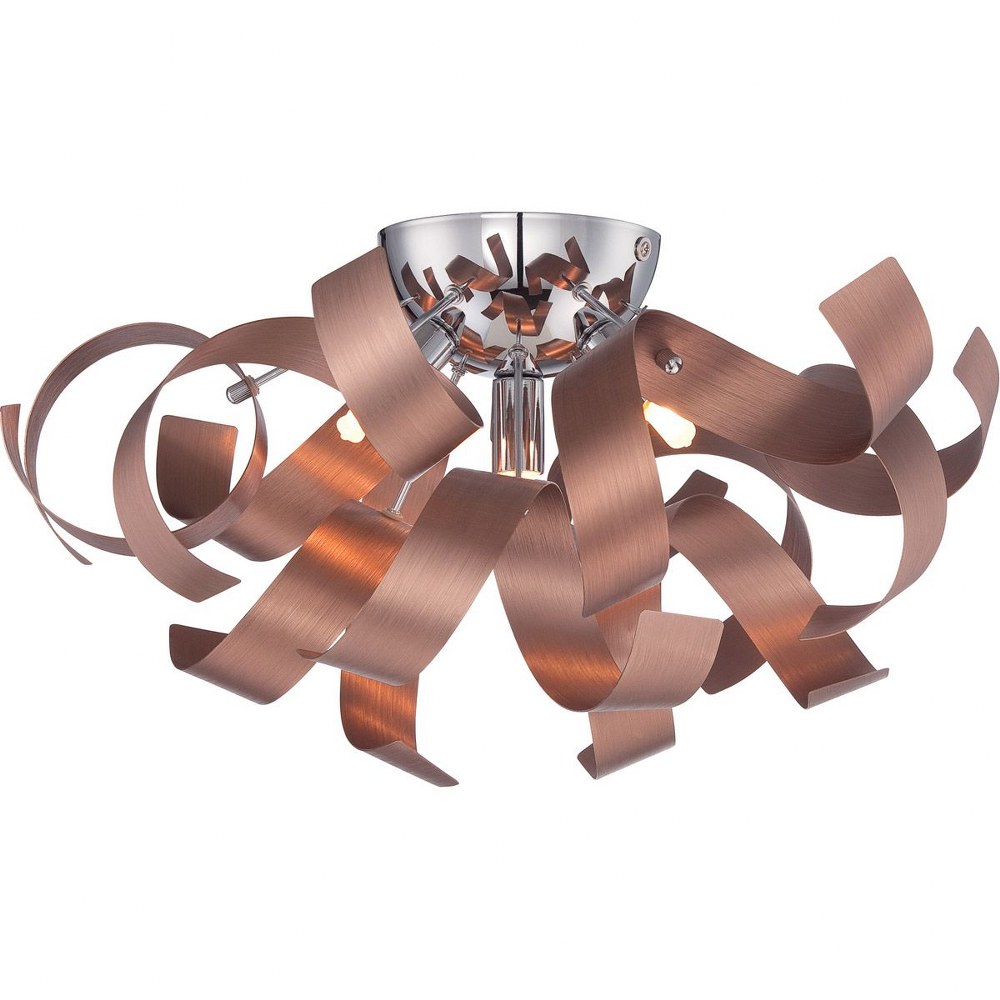 Quoizel Lighting-RBN1616SG-Ribbons - 4 Light Flush Mount Satin Copper  Crystal Chrome Finish