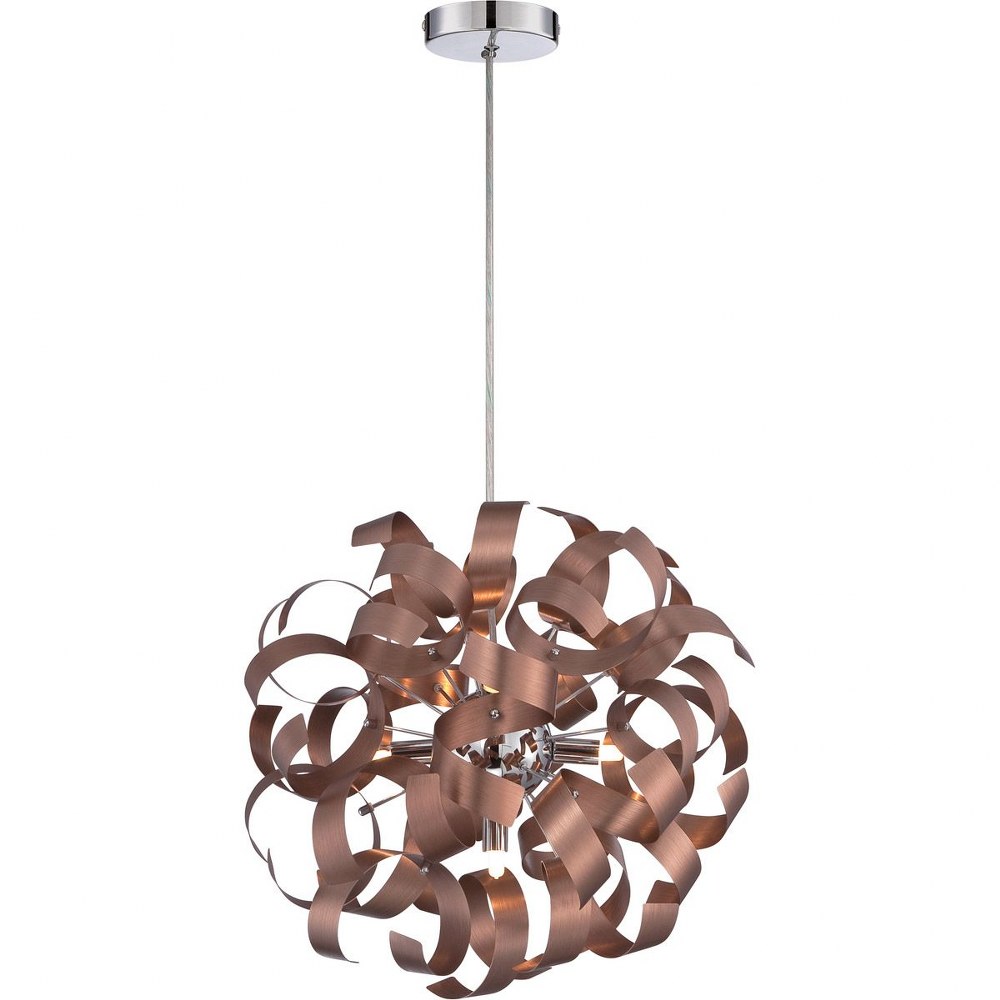 Quoizel Lighting-RBN2817SG-Ribbons - 5 Light Pendant Satin Copper  Crystal Chrome Finish