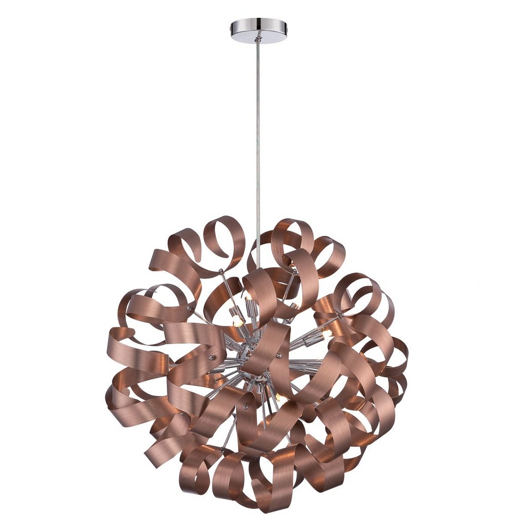 Quoizel Lighting-RBN2823SG-Ribbons - 12 Light Pendant Satin Copper  Crystal Chrome Finish