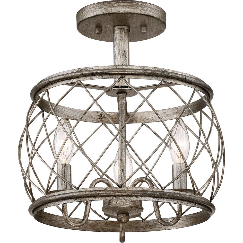 Quoizel Lighting-RDY1712CS-Dury - 12.5 Inch 3 Light Semi-Flush Mount Century Silver Leaf  Palladian Bronze Finish