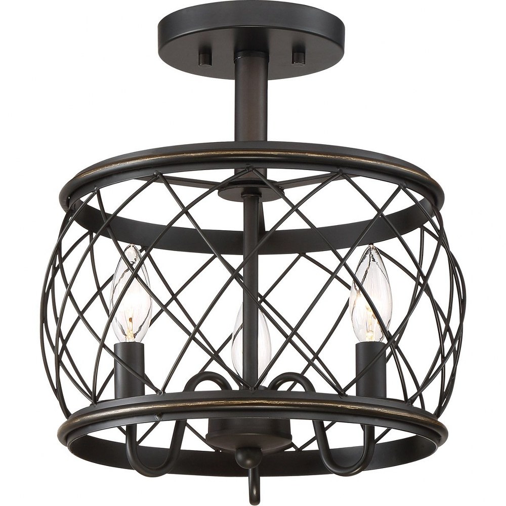 Quoizel Lighting-RDY1712PN-Dury - 12.5 Inch 3 Light Semi-Flush Mount Palladian Bronze  Palladian Bronze Finish