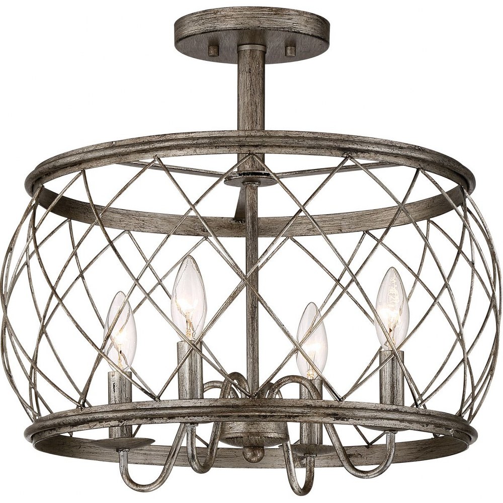 Quoizel Lighting-RDY1717CS-Dury - 4 Light Semi-Flush Mount - 16.25 Inches high Century Silver Leaf  Palladian Bronze Finish