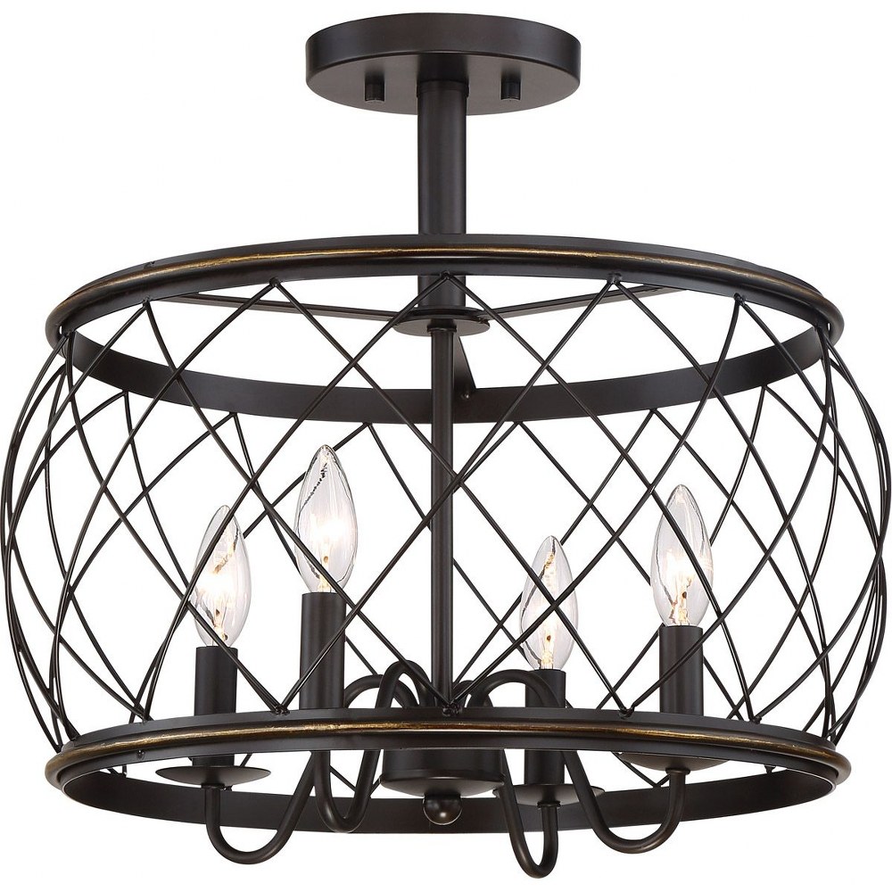 Quoizel Lighting-RDY1717PN-Dury - 4 Light Semi-Flush Mount - 16.25 Inches high Palladian Bronze  Palladian Bronze Finish