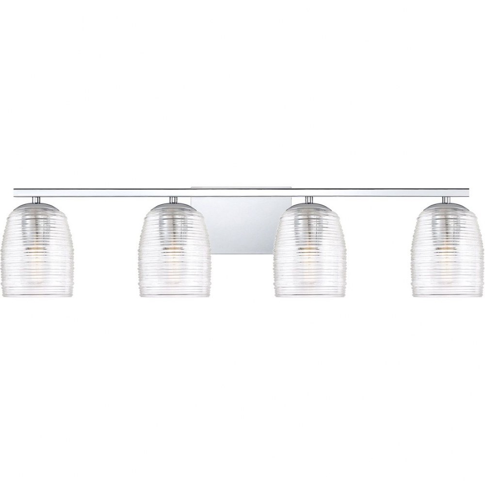 Quoizel Lighting-RLM8604C-Realm 4 Light Transitional Bath Vanity Approved for Damp Locations - 7.5 Inches high   Polished Chrome Finish with Clear Spun Glass