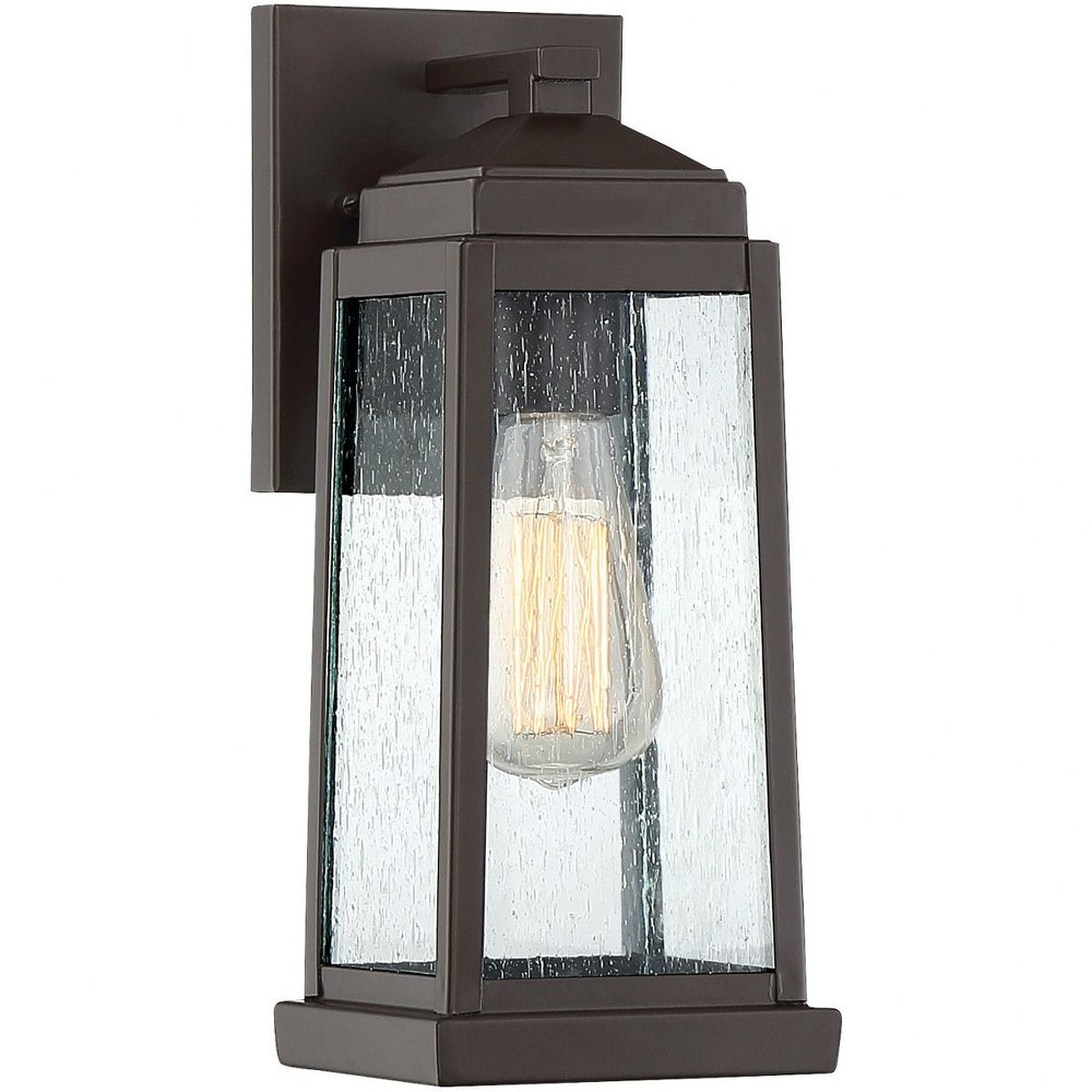 Quoizel Lighting-RNL8405WT-Ravenel 12.5 Inch Outdoor Wall Lantern Transitional Steel Approved for Wet Locations   Western Bronze Finish with Clear Seedy Glass