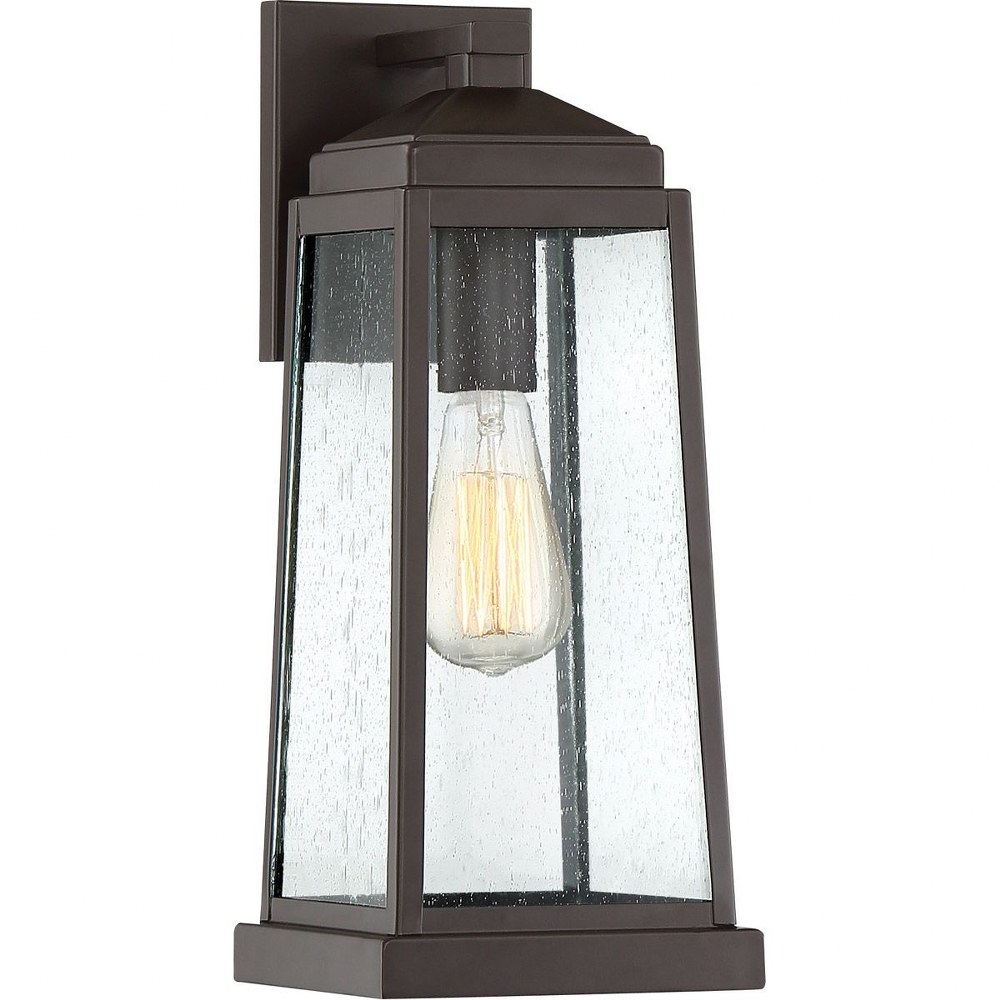 Quoizel Lighting-RNL8407WT-Ravenel 15.75 Inch Outdoor Wall Lantern Transitional Steel Approved for Wet Locations   Western Bronze Finish with Clear Seedy Glass