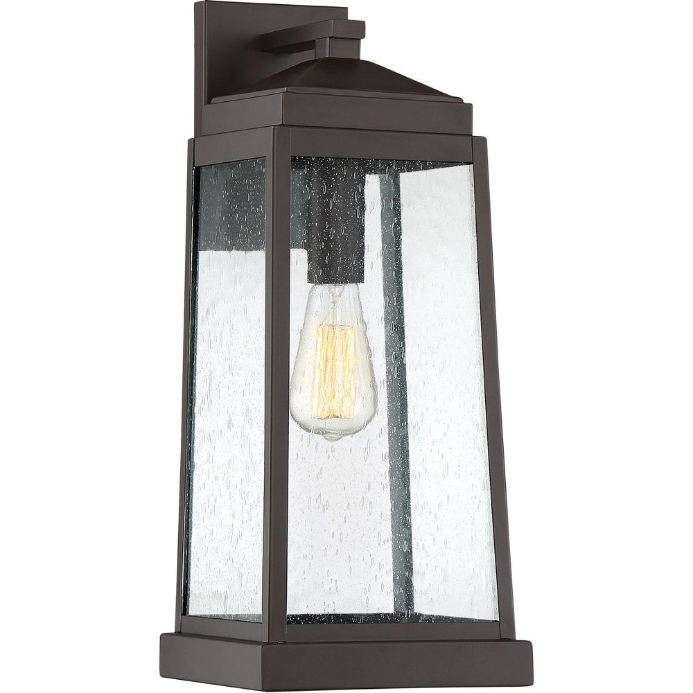 Quoizel Lighting-RNL8408WT-Ravenel 19 Inch Outdoor Wall Lantern Transitional Steel Approved for Wet Locations - 19 Inches high   Western Bronze Finish with Clear Seedy Glass