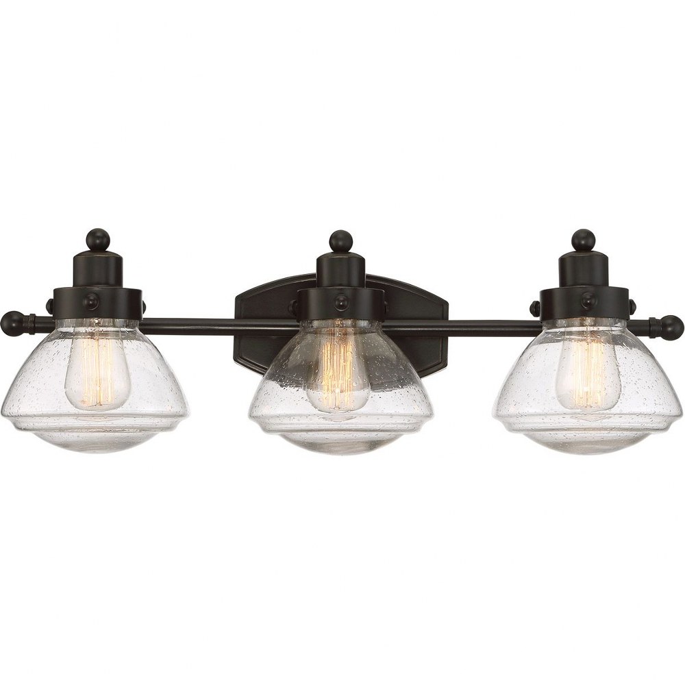 Quoizel Lighting-SCH8603PN-Scholar 3 Light Transitional Bath Vanity Approved for Damp Locations Palladian Bronze  Palladian Bronze Finish with Clear Seedy Glass