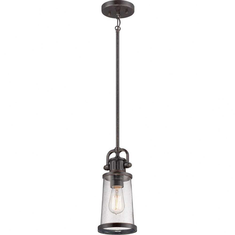 Quoizel Lighting-SDN1506IB-Steadman - 1 Light Pendant - 12 Inches high   Imperial Bronze Finish with Clear Seedy Glass