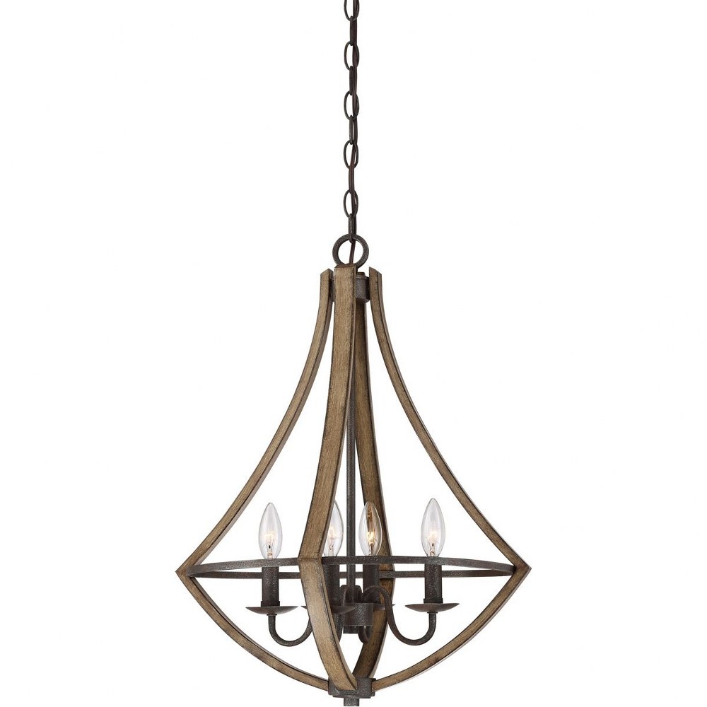 Quoizel Lighting-SHR2818RK-Shire - 4 Light Steel Dinette Chandelier - 24 Inches high   Rustic Black Finish