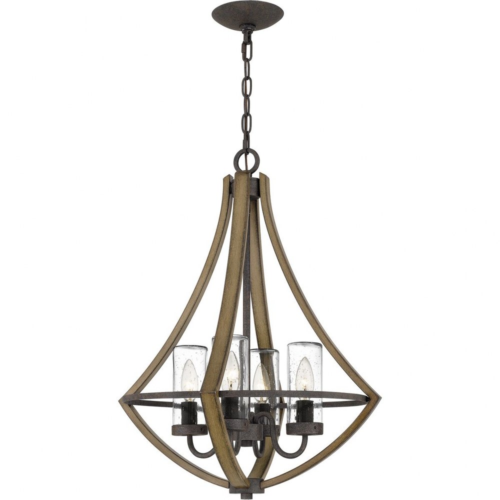 Quoizel Lighting-SHR3518RK-Shire - 4 Light Pendant in Transitional style - 18.25 Inches wide by 24 Inches high   Rustic Black Finish with Clear Seeded Glass