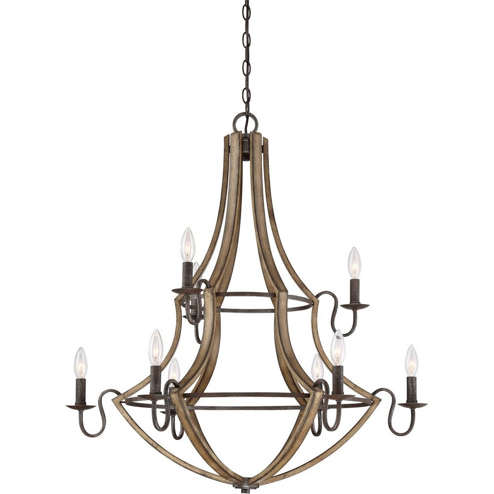 Quoizel Lighting-SHR5009RK-Shire 2 Tier Chandelier 9 Light Steel   Rustic Black Finish